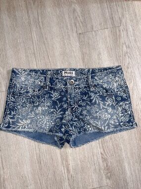 Mudd Paisley-Print Low Rise Blue Jean Denim Shorts 9